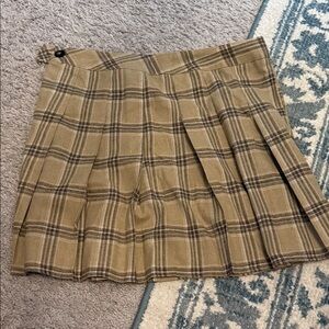 SHEIN Tan Plaid A-Line Skirt